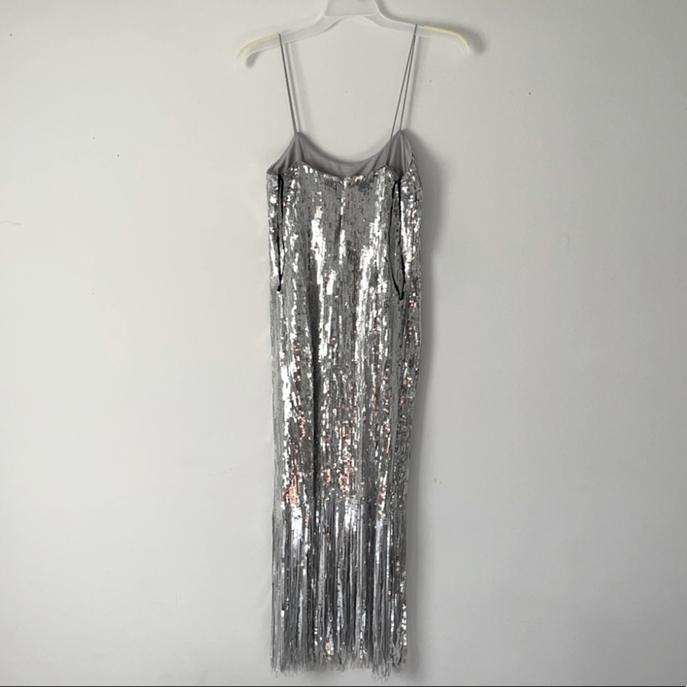 Silver sequin  fringe Cami dress